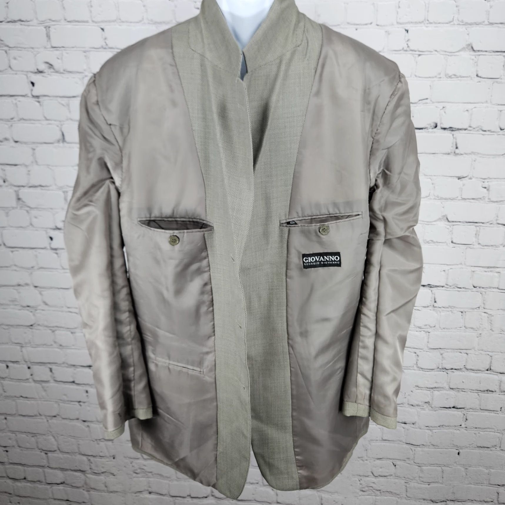 Vintage VINTAGE Georgio Giovanno Grey Wool Blend 3 Button Ventless Notch Blazer Sport Coat 43R Size 46R - 7 Thumbnail