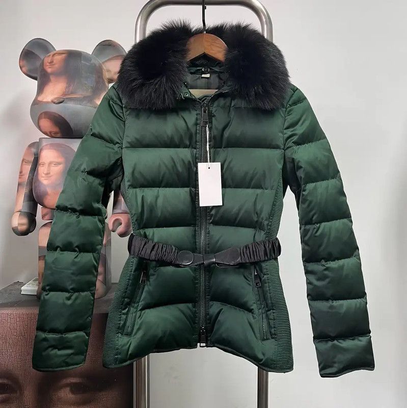 Burberry Burberry Women's Green Down Jacket with Fur Collar Size ONE SIZE - 1 Thumbnail