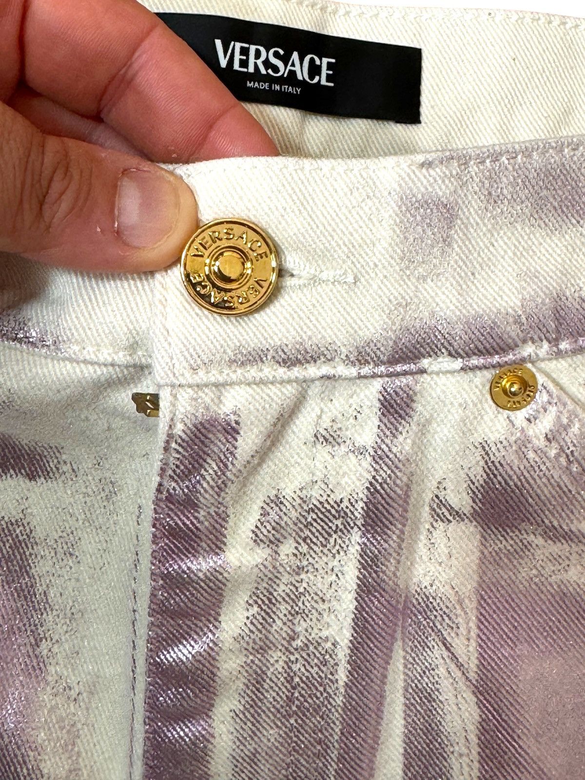 Versace Versace White Jeans Purple Laminate Size US 32 / EU 48 - 5 Thumbnail