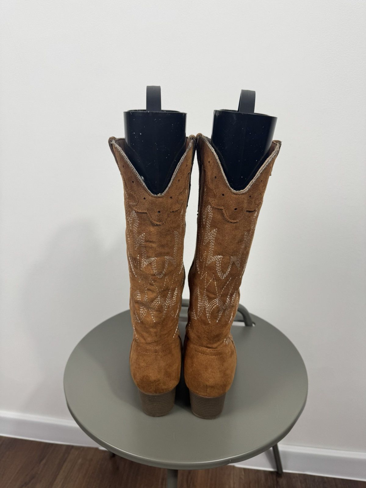 Other Women Western Cowboy Boots Brown Suede Mid Calf Heel EU 37 Size US 6 / IT 36 - 8 Thumbnail