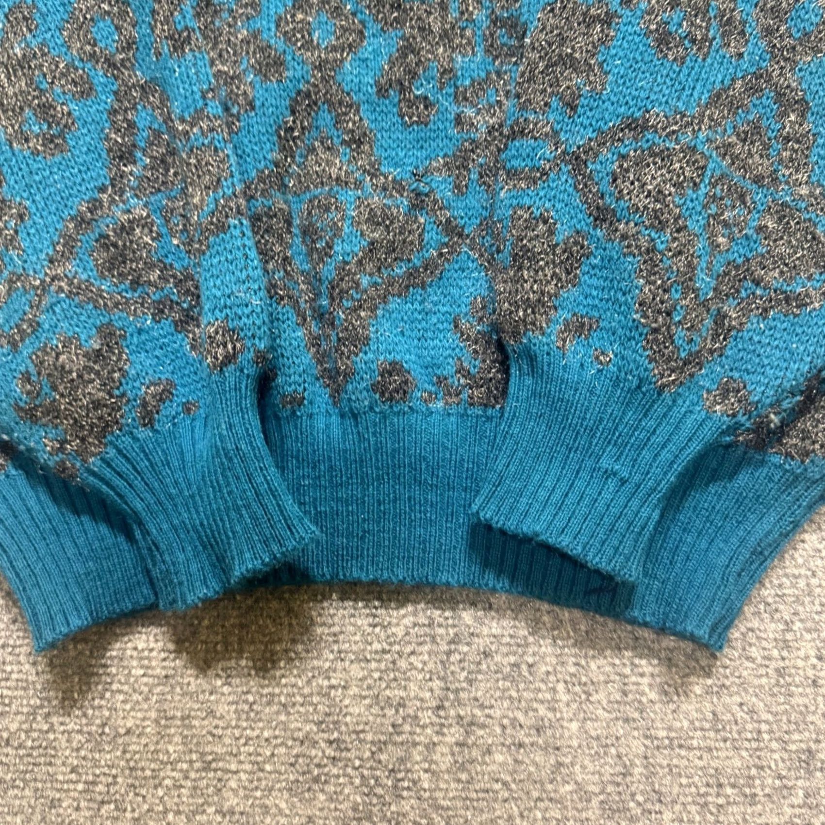 Vintage VINTAGE Knitted Sweater Mens M Blue Patterned Kennington Teal Gray 90s Size US M / EU 48-50 / 2 - 7 Thumbnail