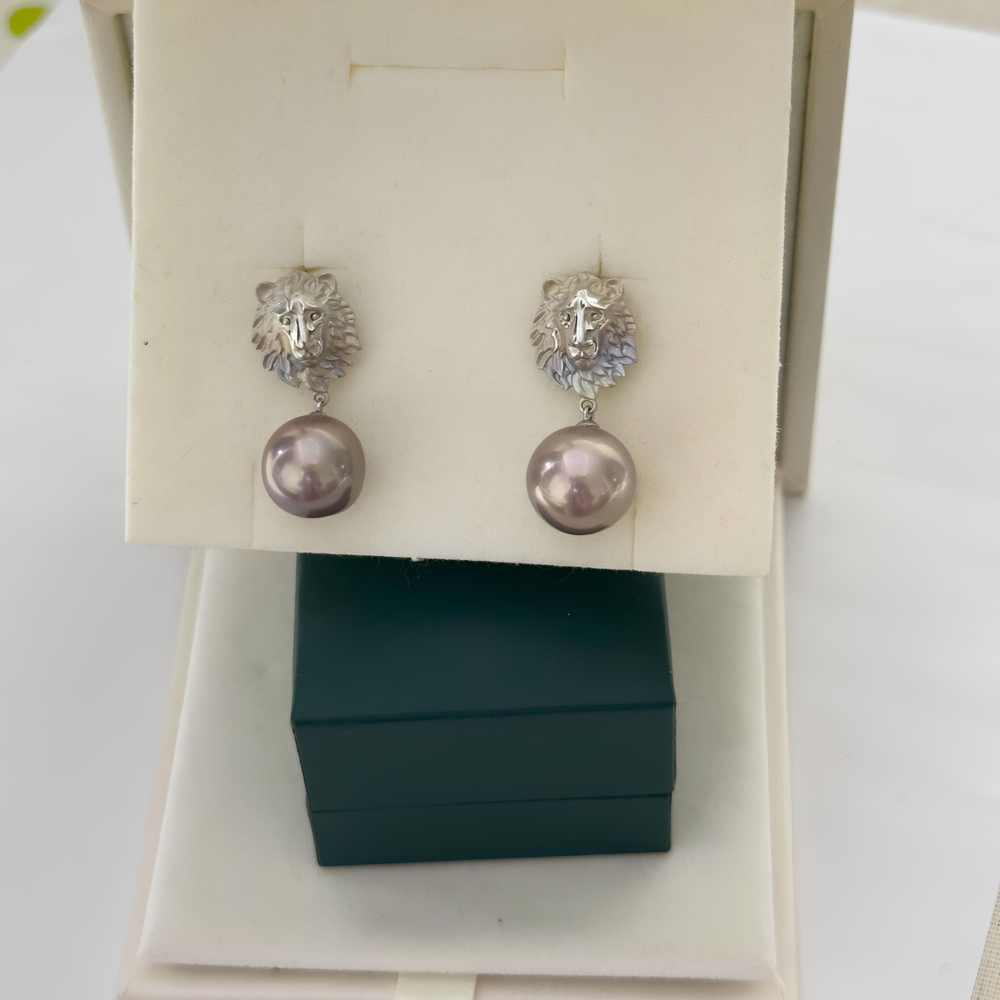 Designer Lion Pearl Earrings Size ONE SIZE - 5 Thumbnail