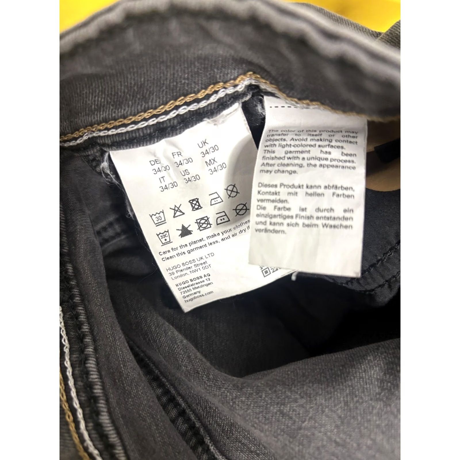 Hugo Boss HUGO BOSS Jeans Mens 34x30 Black Wash Slim Tapered Denim Casual Pants Boss Jeans Slim 5-Pocket Design Men Regular Inseam 30 Size US 34 / EU 50 - 7 Thumbnail