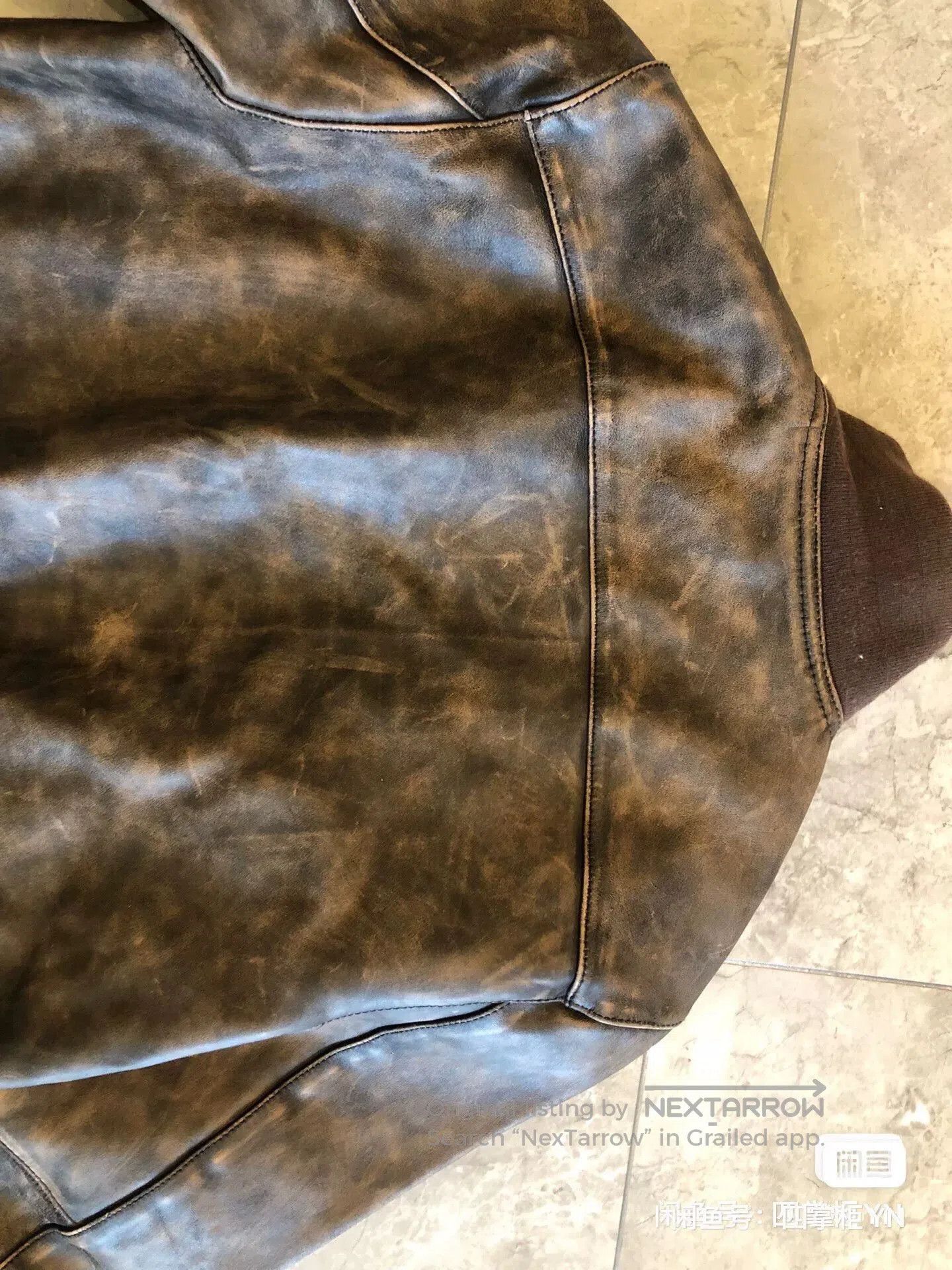 Japanese Brand AVIREXFLY Distressed Tea-Core Leather Jacket. Size US M / EU 48-50 / 2 - 7 Thumbnail
