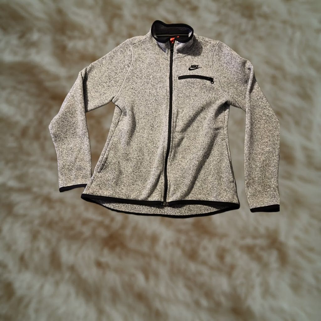 Nike Nike Jacket Womens Medium Gray/White Full Zip Fleece Mock Neck Active Running Size M / US 6-8 / IT 42-44 - 1 Thumbnail