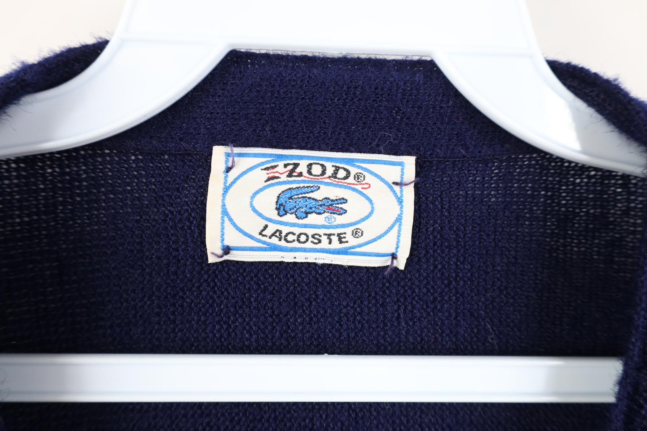 Izod Vintage 80s Izod Lacoste Knit Cardigan Sweater Navy Blue Size US M / EU 48-50 / 2 - 6 Thumbnail