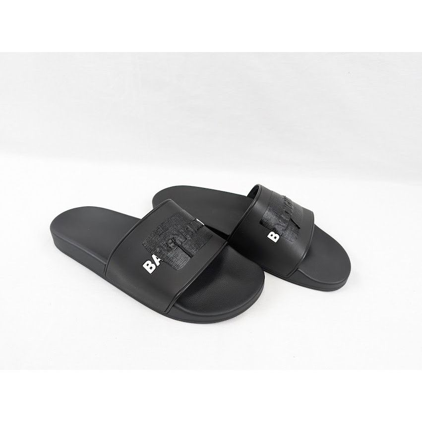Balenciaga o1rshd1 Pool Logo Slides in Black/White Size US 12 / EU 45 - 14 Thumbnail