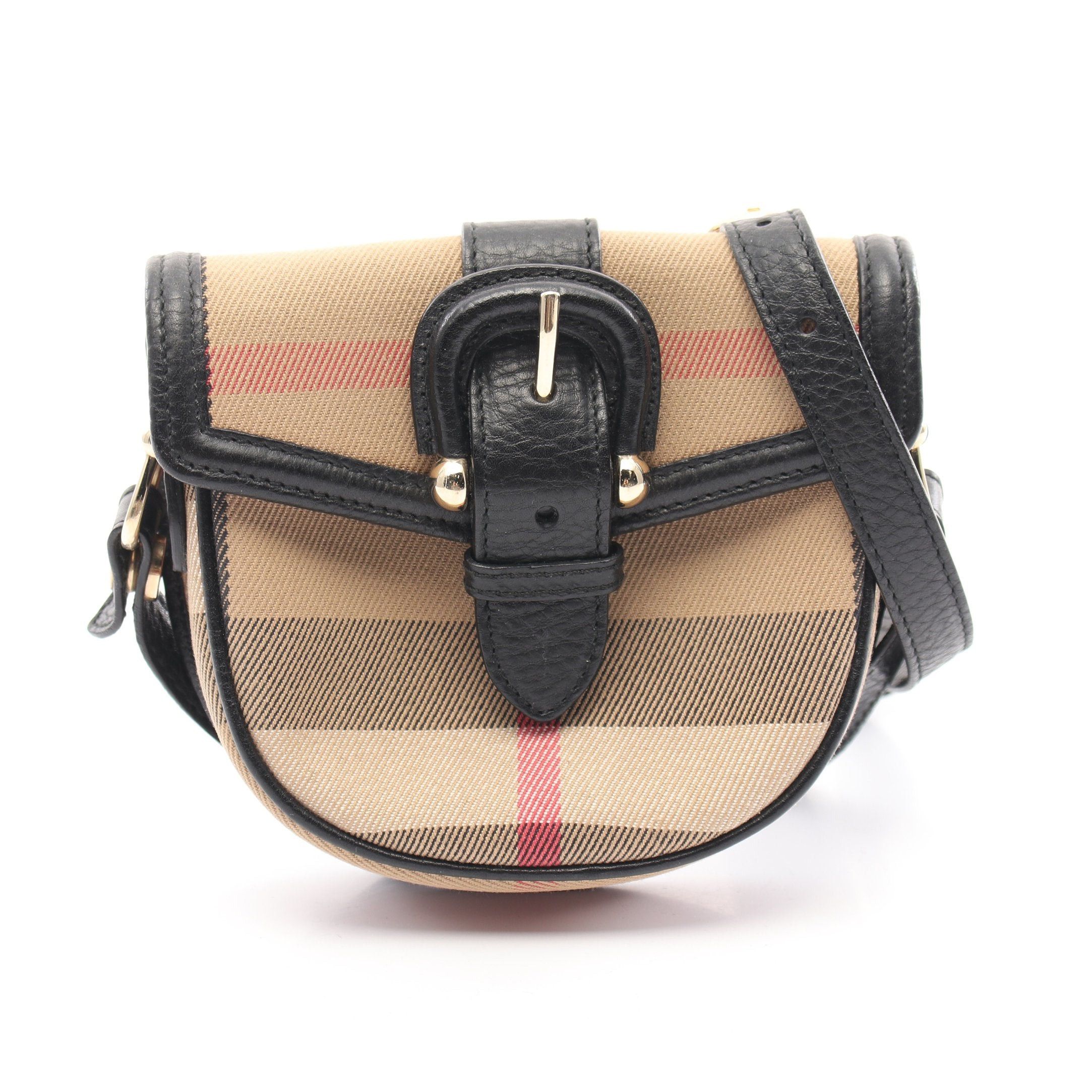 Burberry Burberry Nova Check Shoulder Bag Canvas Leather Beige Black Red Size ONE SIZE - 1 Thumbnail
