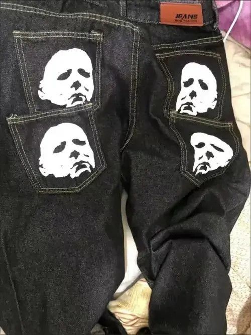 Designer × Japanese Brand jeans with print of head straight loose Size US 32 / EU 48 - 4 Thumbnail