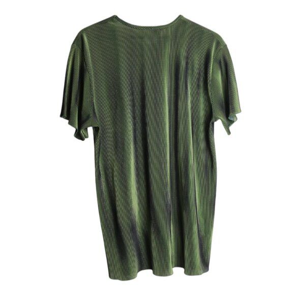 Vintage Vintage La Fete Short Sleeve Sage Green Metallic Shirt Size L / US 10 / IT 46 - 3 Thumbnail