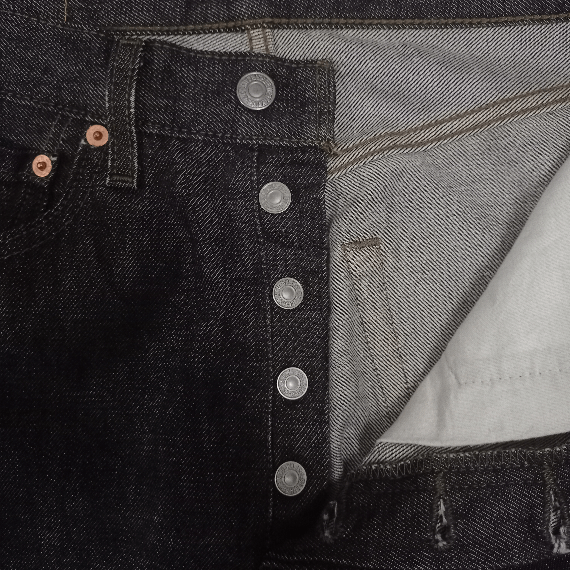 Levi's Vintage 90s LEVIS 501 Black Waxed Denim Loose Jeans 30x28 Size US 30 / EU 46 - 3 Thumbnail