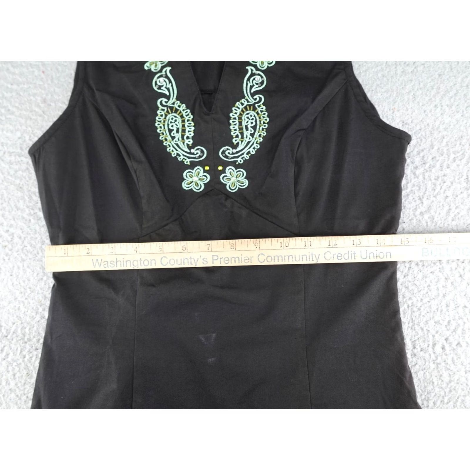 Roper Roper Shirt Womens Small Black Sleeveless Embroidered Western Paisley Beaded Tank Top Size S / US 4 / IT 40 - 6 Thumbnail