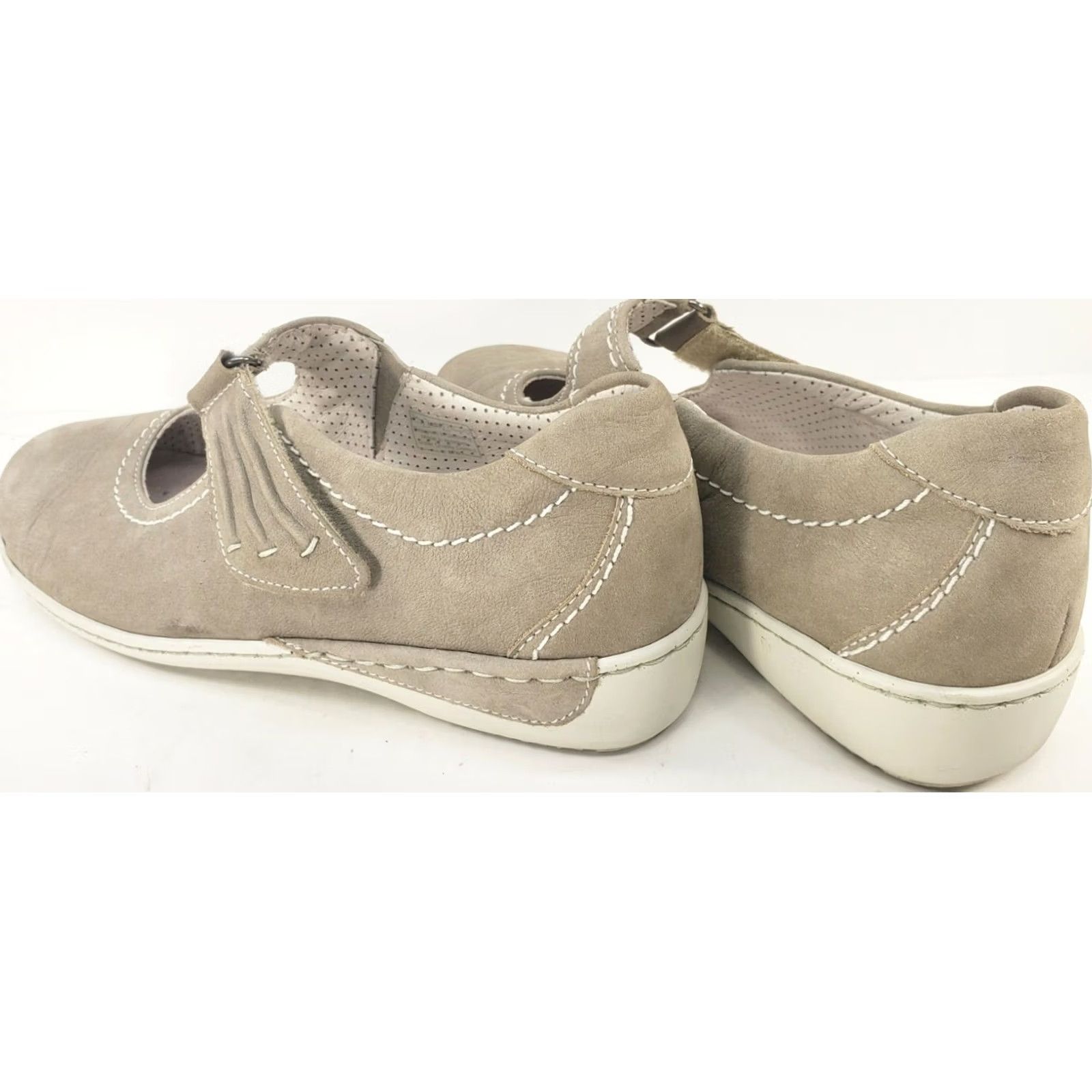 Vintage ARA Women's Mary Jane Flat US 7M Taupe Hook & Loop Strap Shoes Size US 7 / IT 37 - 5 Thumbnail