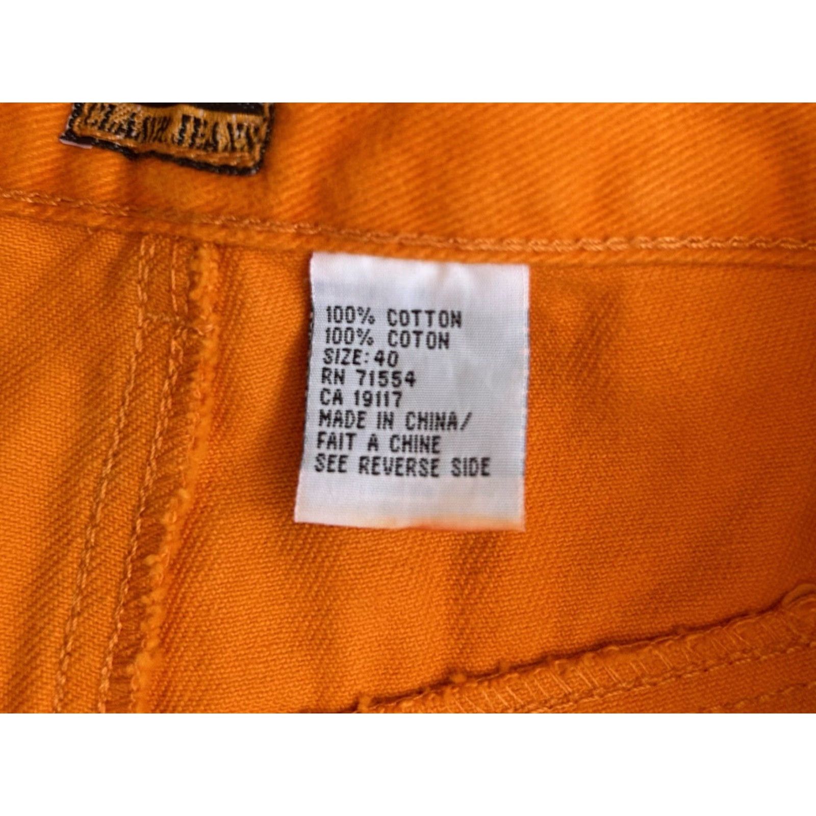 Denime VINTAGE Get Used Jeans Mens 40 Orange 90s Denim Deadstock NWT Size US 40 / EU 56 - 6 Thumbnail