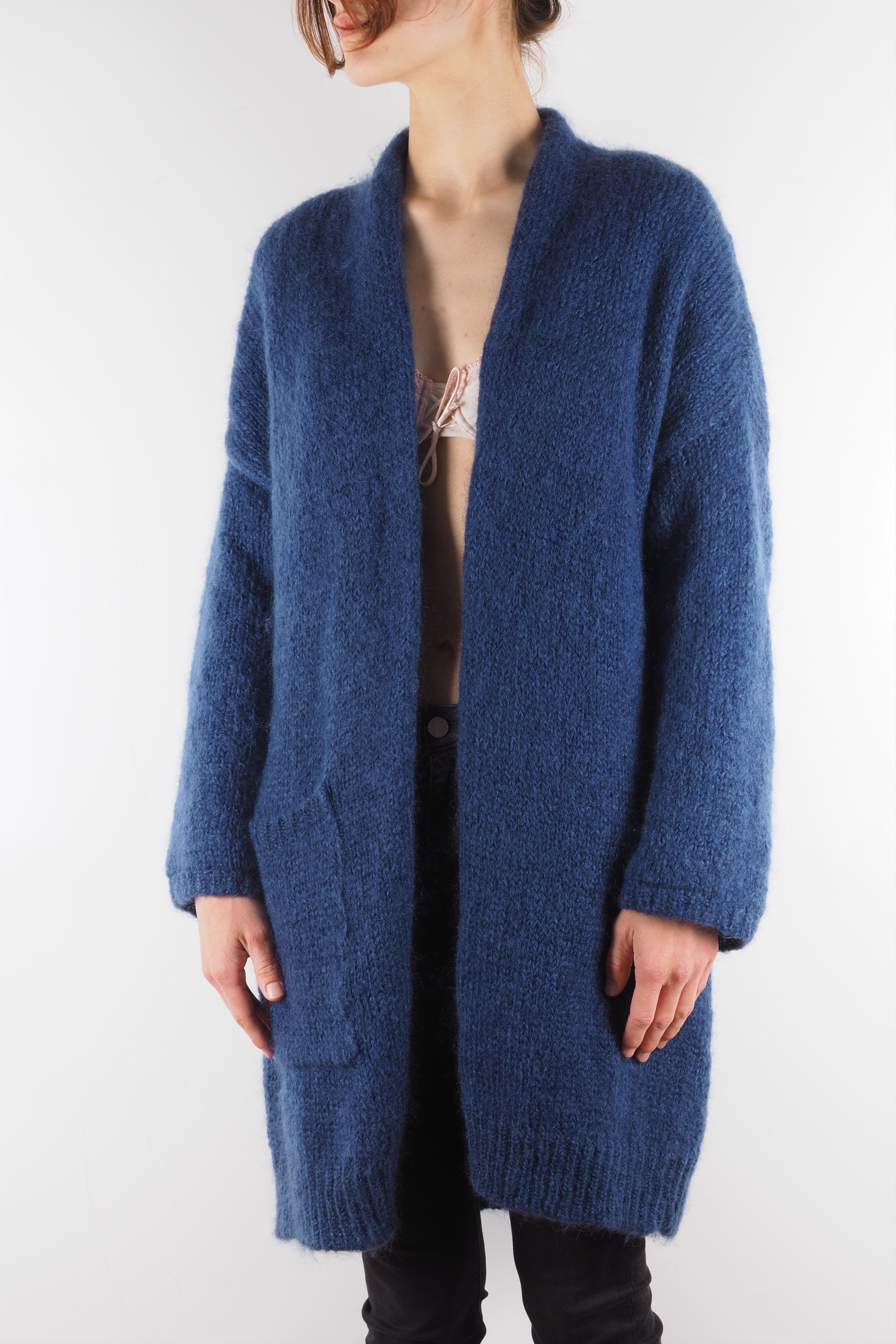 HUMANOID Humanoid Blue Mohair Long Belted Cardigan Overcoat Size M / US 6-8 / IT 42-44 - 2 Thumbnail