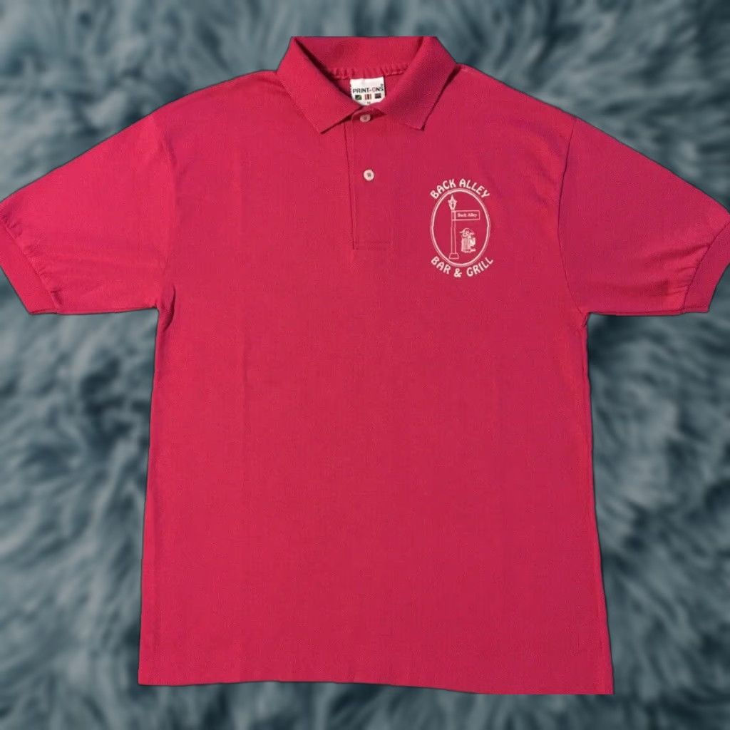Vintage VINTAGE Back Alley Bar Faded Polo Shirt M Pink 80s 90s Grunge Bowling Bar City USA USA Single Stitch Polo Mens Card? Size US M / EU 48-50 / 2 - 1 Thumbnail