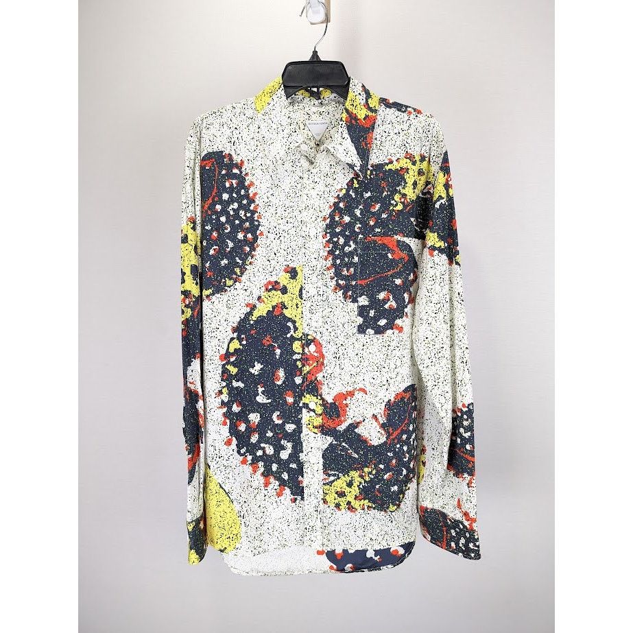 Bottega Veneta o1rshd1 Patchwork Mushrooms Shirt in Navy/Red/Yellow Size US L / EU 52-54 / 3 - 1 Thumbnail