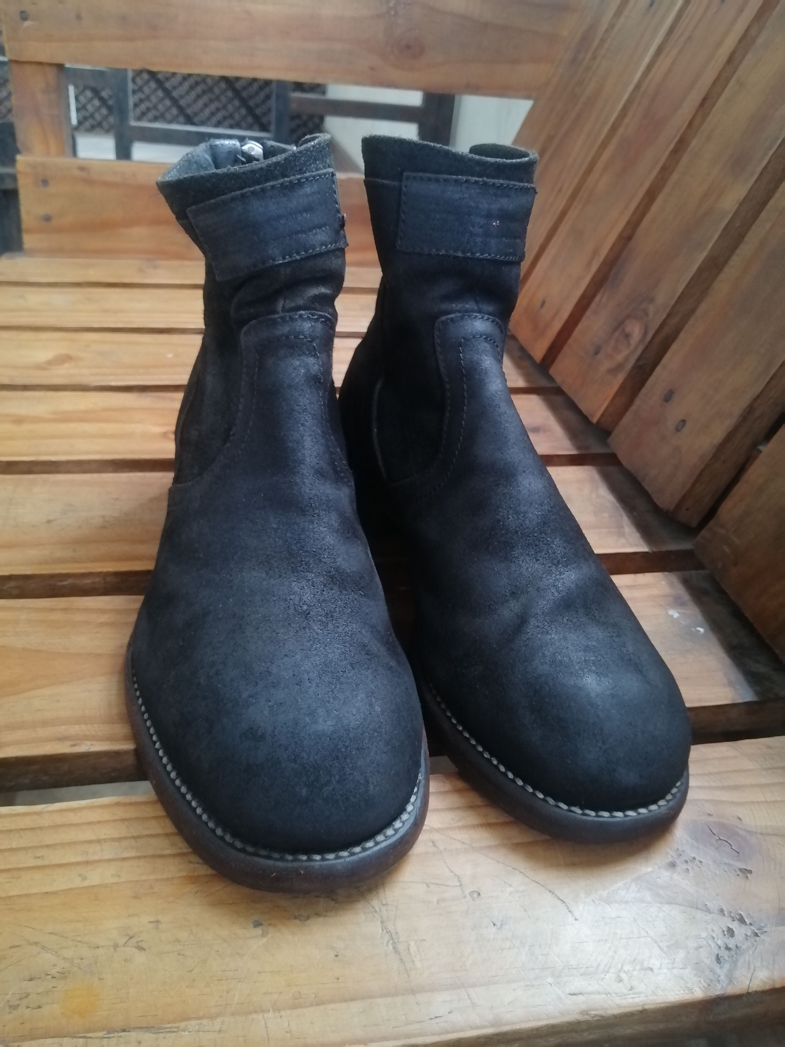 Julius Julius Dark Green Distressed Leather Zip Boots Fits EU 41 Size US 8 / EU 41 - 8 Thumbnail