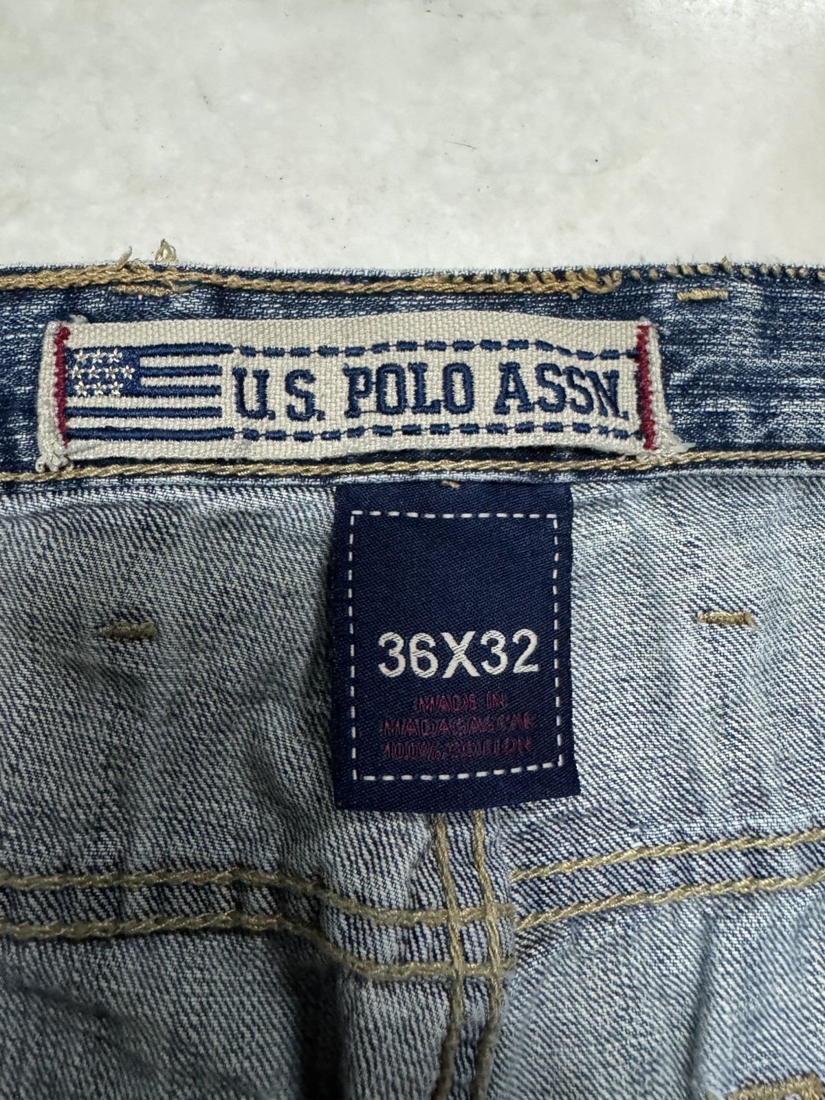 U.S. Polo Assn. ⚡️FLARED⚡️VINTAGE 90s U.S.POLO ASSN STONED WASHED BOOTCUT Size US 35 - 8 Thumbnail