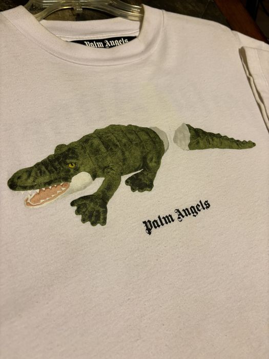 Palm Angels Palm Angels Crocodile Print White T-Shirt