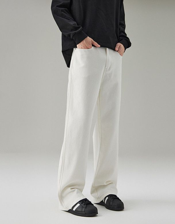 Japanese Brand White stretch men's loose-fitting flared jeans Size US 32 / EU 48 - 3 Thumbnail