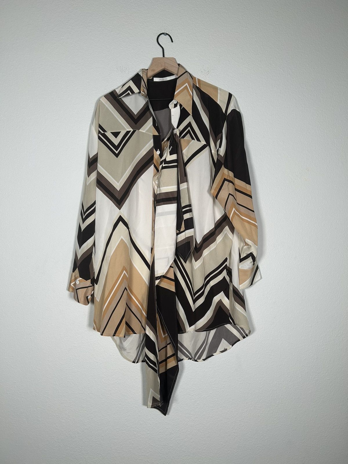 Peter Do ‘19 Chevron Printed Scarf Button up Size L / US 10 / IT 46 - 1 Thumbnail