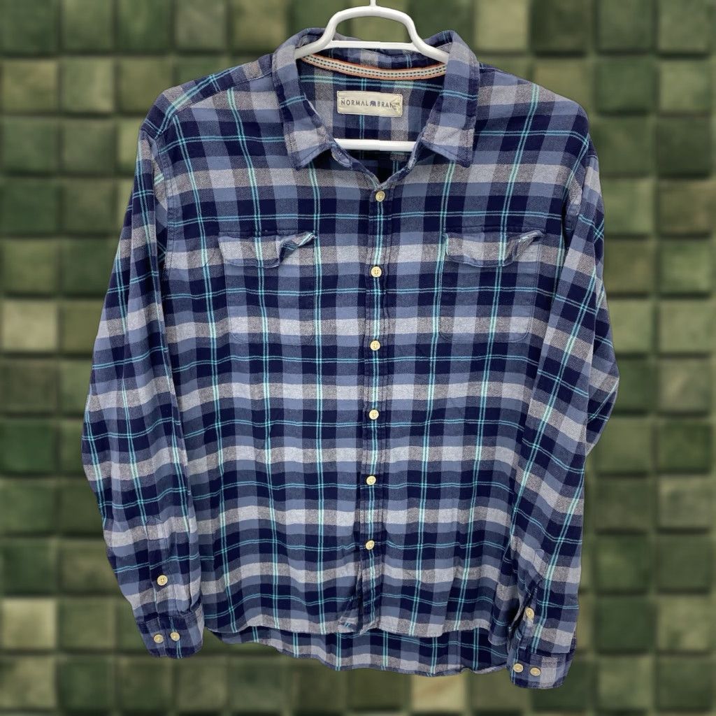 Vintage the normal brand Shirt Men 2XL Button-Up Plaid Blue Long Sleeve Work Shirt Size US XXL / EU 58 / 5 - 1 Thumbnail