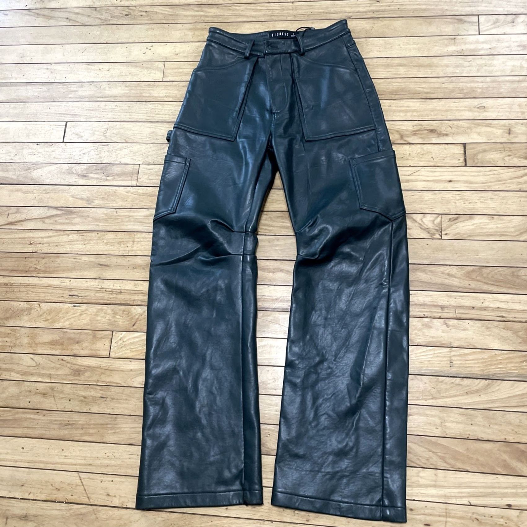 Lioness Lioness Cargo Pants Women S Army Green Faux Leather Carpenter Pocket Barrel Leg Leather Pants Streetwear Size 28" / US 6 / IT 42 - 3 Thumbnail