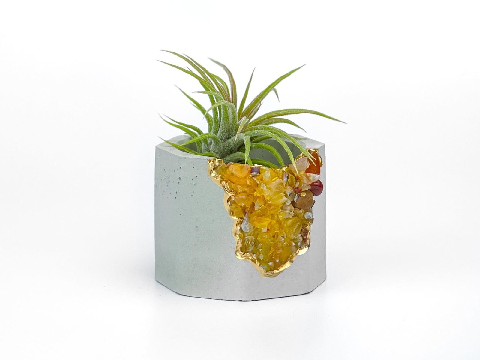 Other Yellow Agate Crystal Air Plant Holder Succulent Planter Size ONE SIZE - 5 Thumbnail