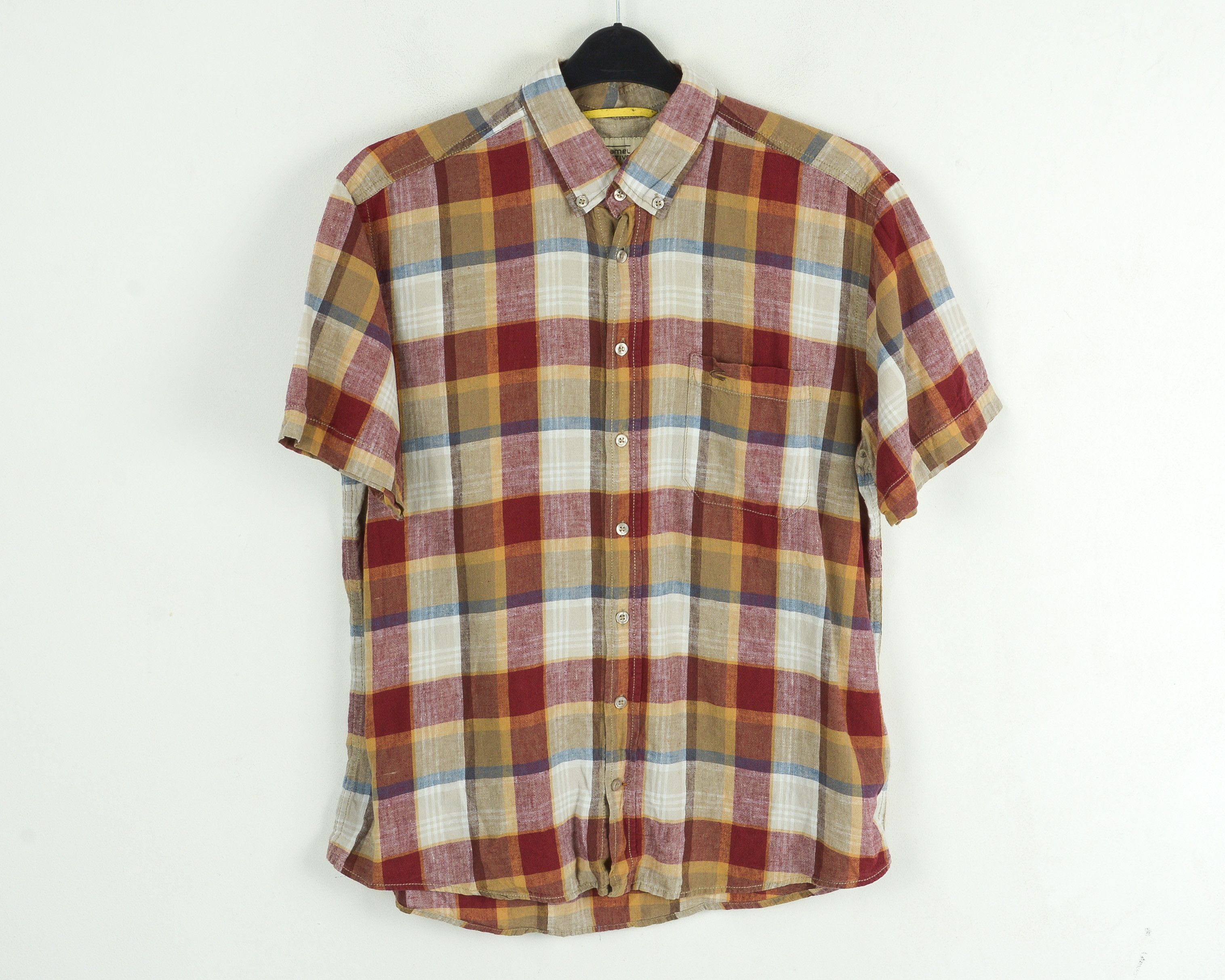 camel active Men Checked Linen Shirt L Short Sleeve Casual Multicoloured Size US L / EU 52-54 / 3 - 1 Thumbnail