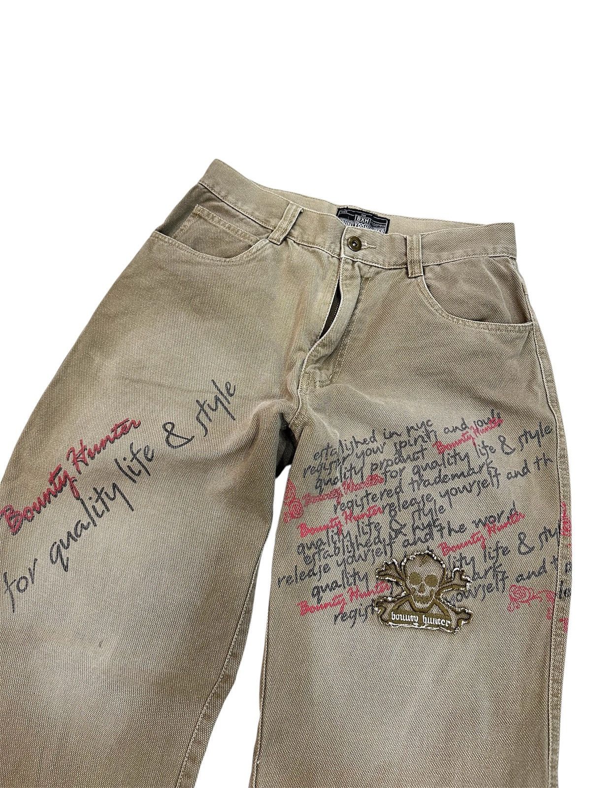 Bounty Hunter Bounty Hunter B×H Madness Graffiti Wide Leg Pants Beige Size US 30 / EU 46 - 2 Thumbnail