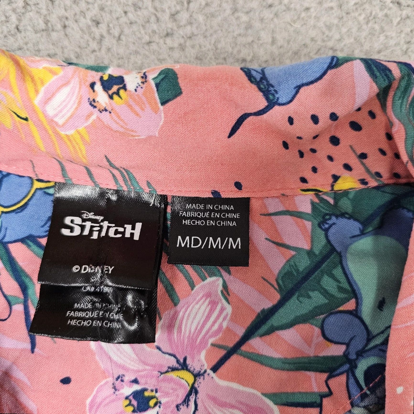 Disney Disney Stitch Shirt Mens Medium Pink Hawaiian Button Up Short Sleeve Tropical Size US M / EU 48-50 / 2 - 3 Thumbnail