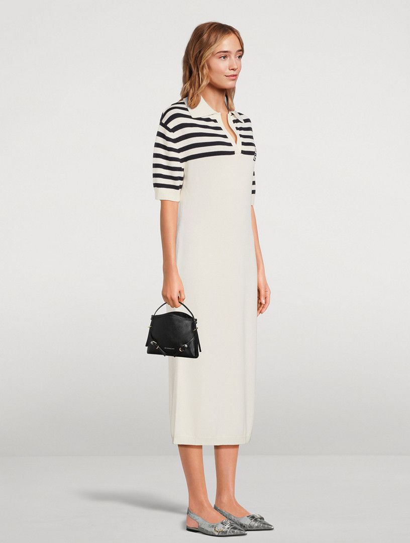 Givenchy o1w1db10325 Short Sleeves Long Polo Dress in White/Navy Size L / US 10 / IT 46 - 4 Thumbnail