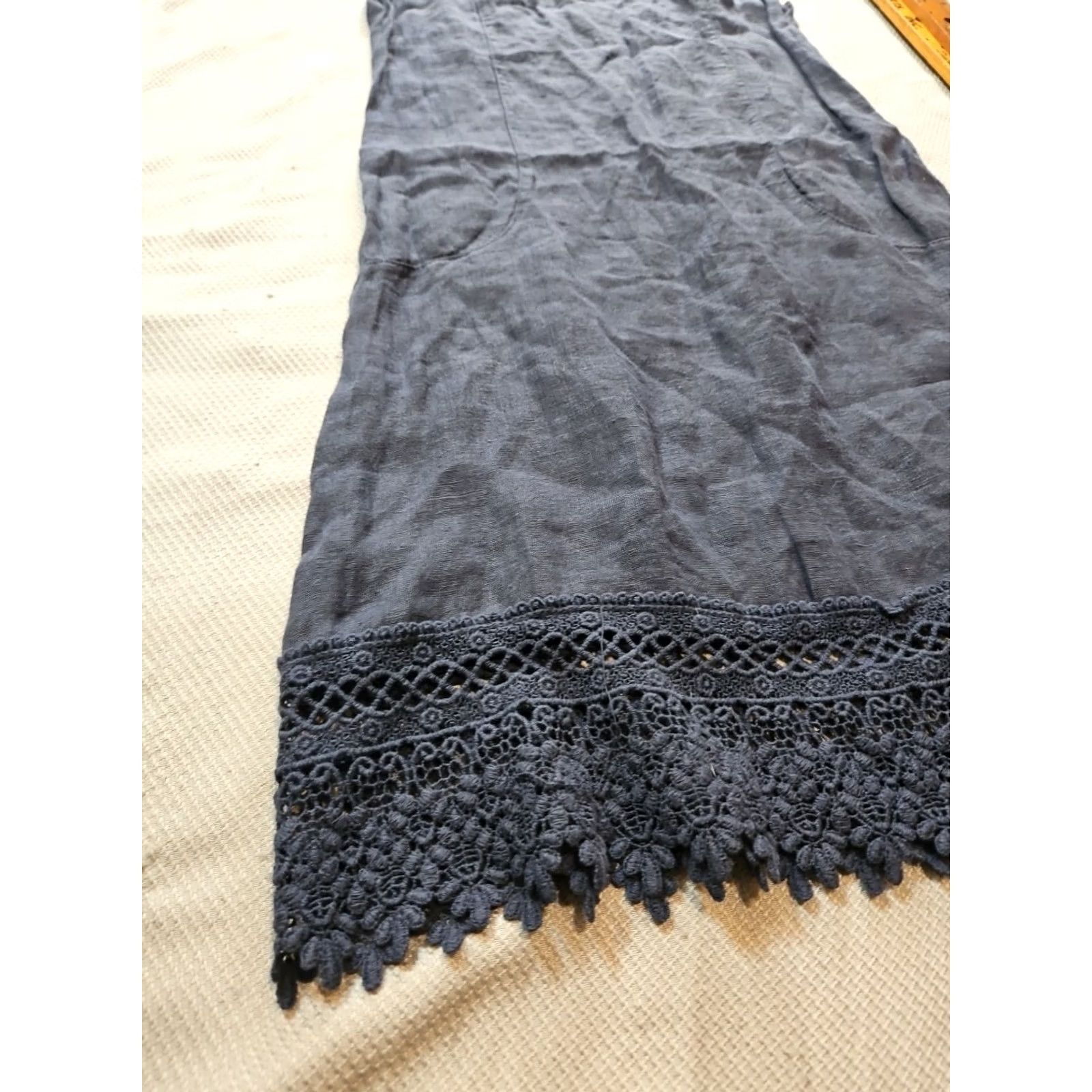 Vintage Lungo L'Arno Dress Womens XS Blue Linen Knit Embroidered Shift Made In Italy Size XS / US 0-2 / IT 36-38 - 4 Thumbnail