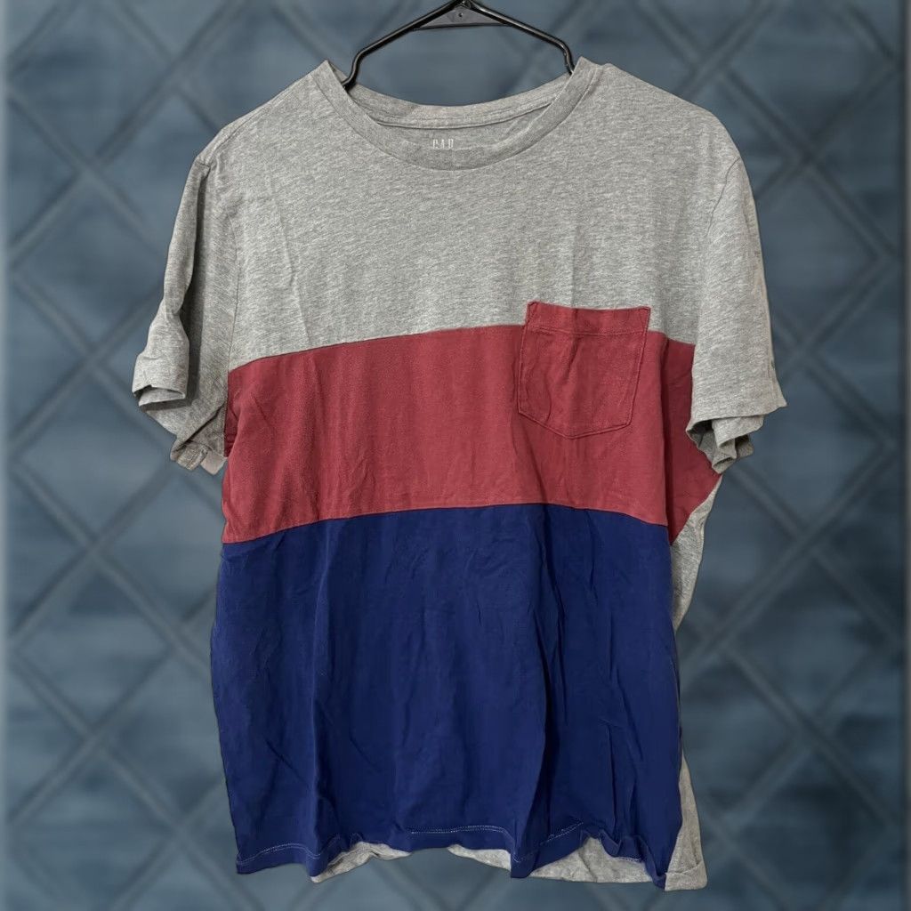 Gap Gap Color Block Pocket Crew Neck T-Shirt Men L Multicolor Knit Cotton Adult Regular Short Sleeve - No Graphic - Casual Tee Mens Size US L / EU 52-54 / 3 - 1 Thumbnail