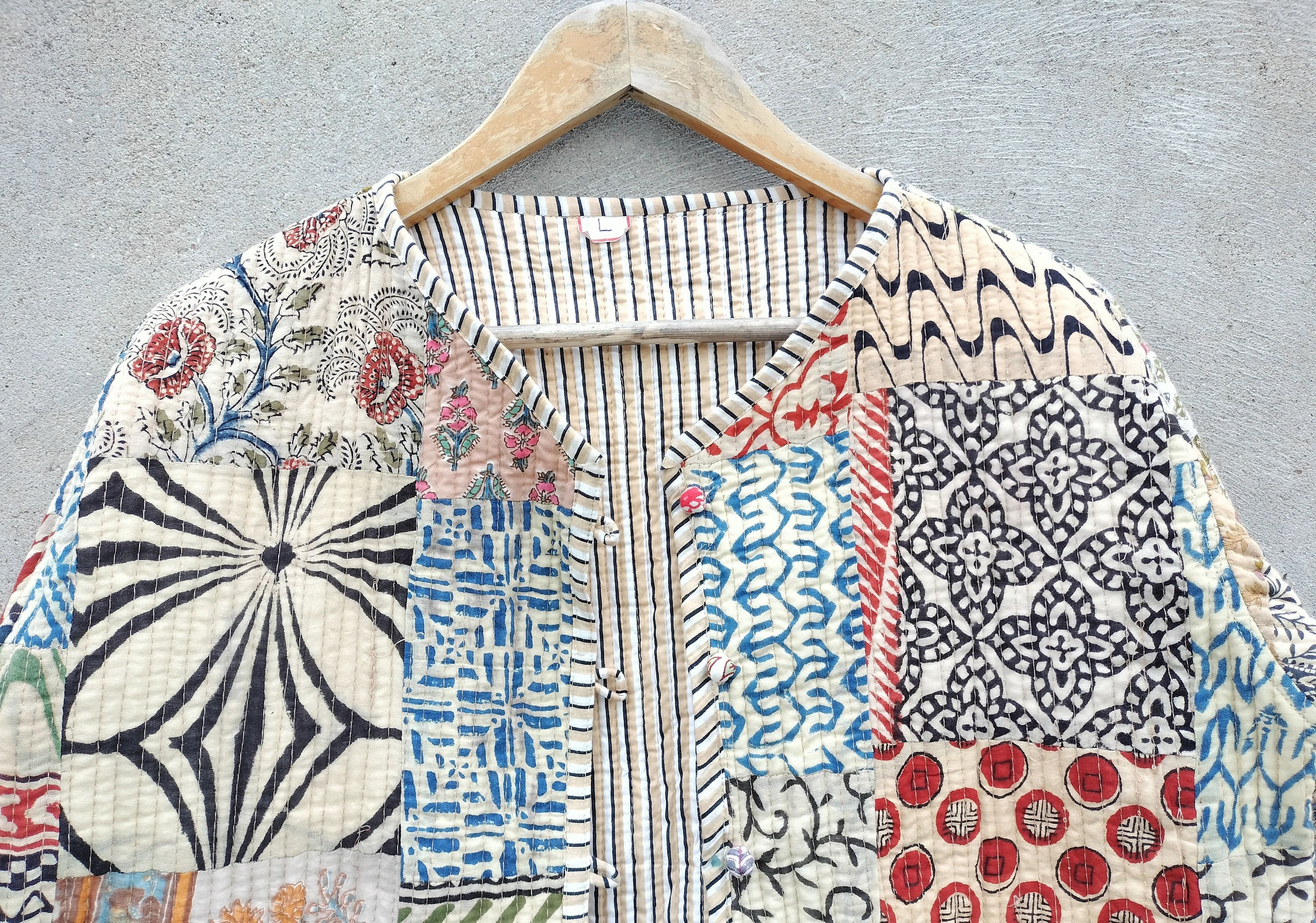 Handmade Patchwork Jacket, Quilted Jackets, Vintage Jackets Size M / US 6-8 / IT 42-44 - 5 Thumbnail