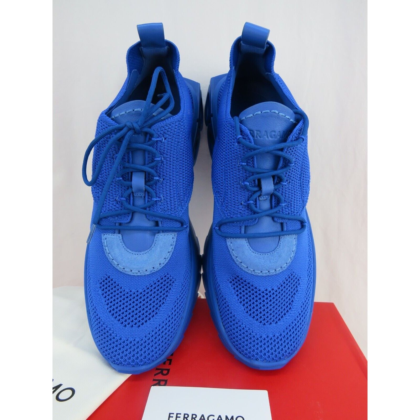 Salvatore Ferragamo FERRAGAMO BLUE NIMA MESH LACE UP LOGO LOW SNEAKERS 9 42 IT Size US 9 / EU 42 - 13 Thumbnail