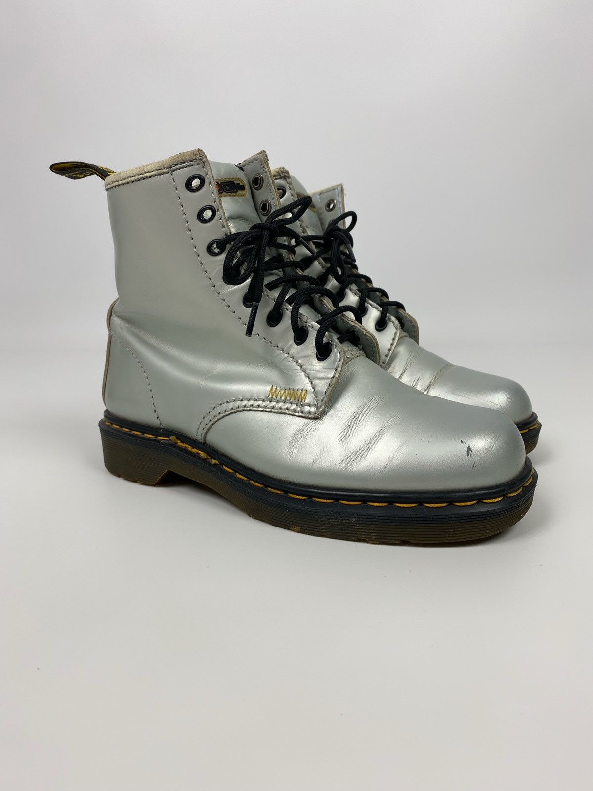Dr. Martens 2000s Vintage Dr. Martens 9566 Silver 8-Eye Boots Made in UK Size US 9.5 / IT 39.5 - 1 Thumbnail