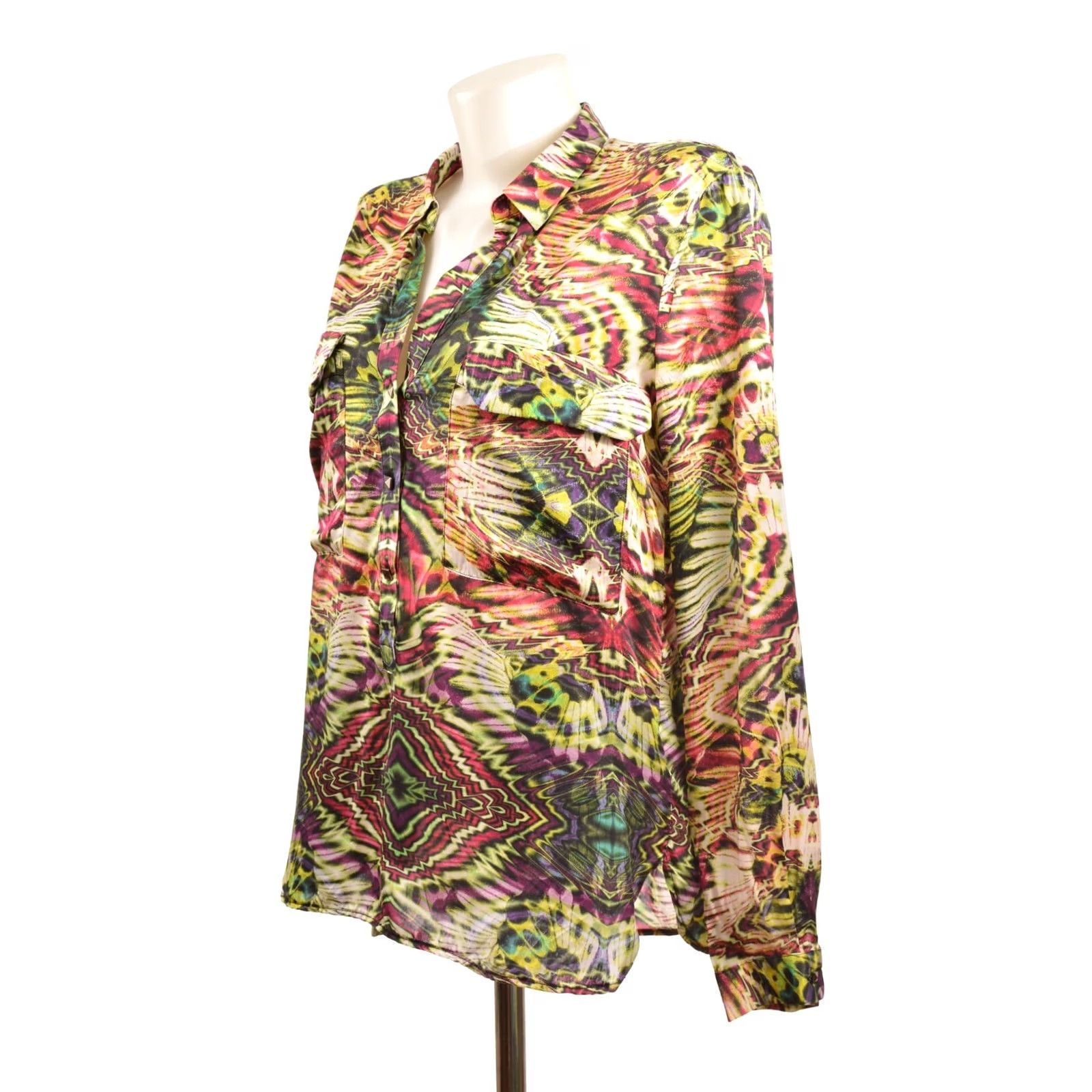 Custo Barcelona Custo Barcelona Psychedelic Print Silk Blouse Shirt Multicolor Size 1 Women Size XS / US 0-2 / IT 36-38 - 5 Thumbnail