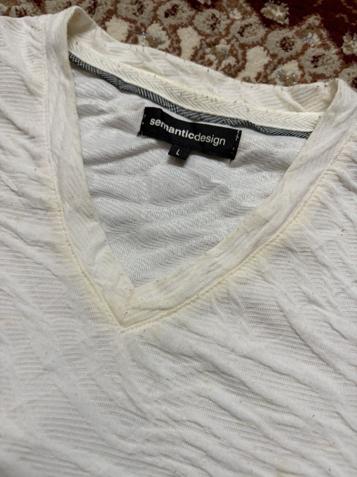 semanticdesign Tiger Textured V-Neck Long Sleeve Tee Shirt Size US M / EU 48-50 / 2 - 3 Thumbnail