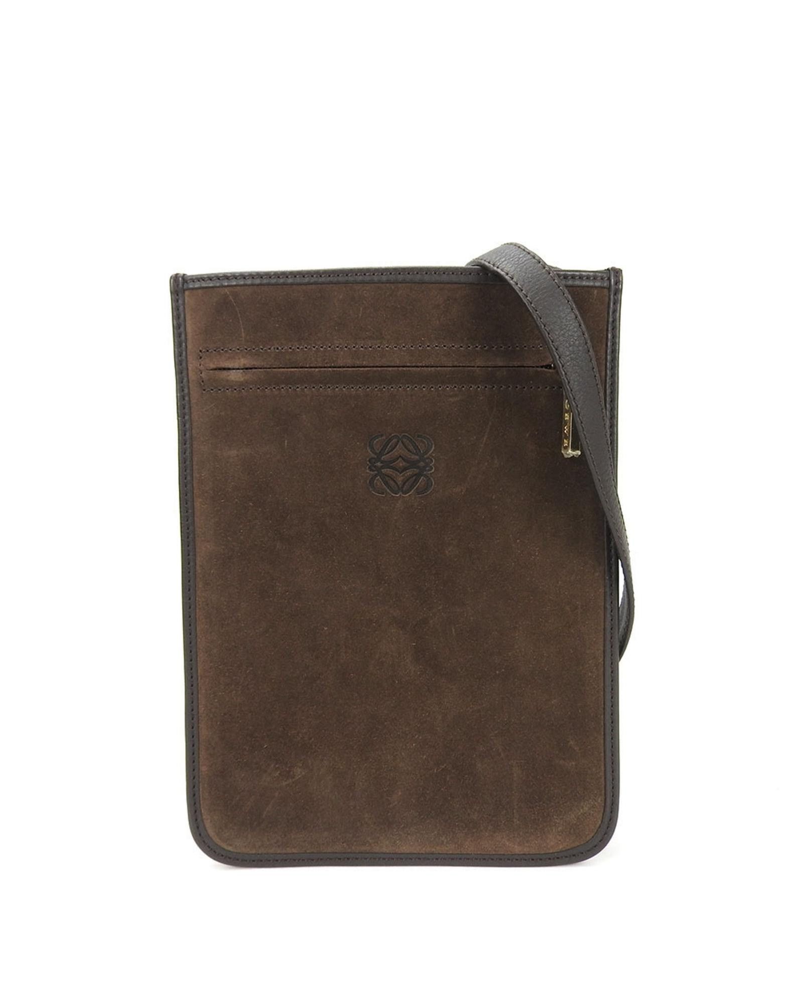 image of Loewe Brown Suede Clutch Bag, Women's