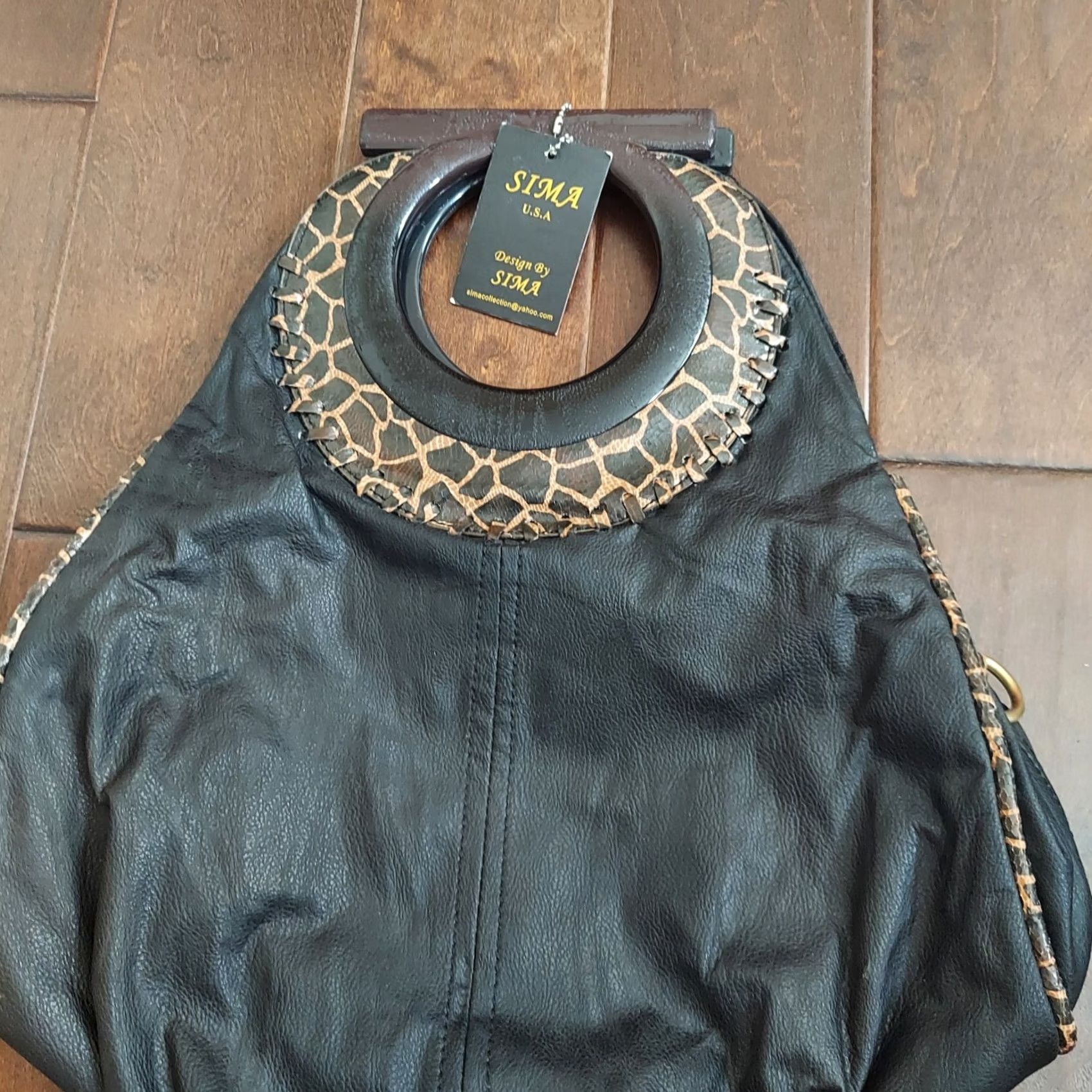 Vintage Sima Women's Shoulder Bag Black Leopard Print NWT Small Hobo Handbag NWT Size ONE SIZE - 5 Thumbnail