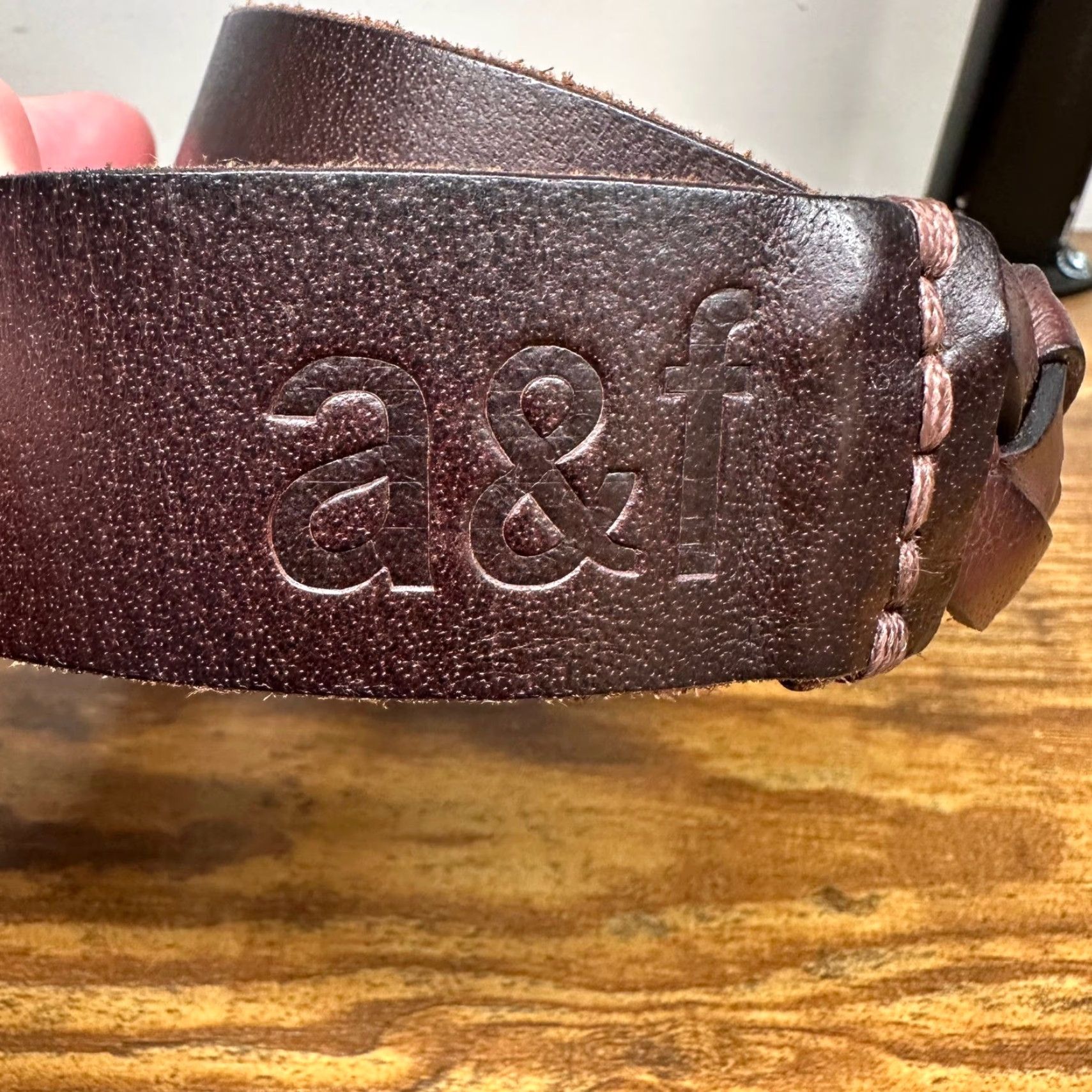 Abercrombie & Fitch Abercrombie & Fitch Belt Womens Brown Genuine Leather Braided AF Logo Buckle Wide 12" Size ONE SIZE - 5 Thumbnail