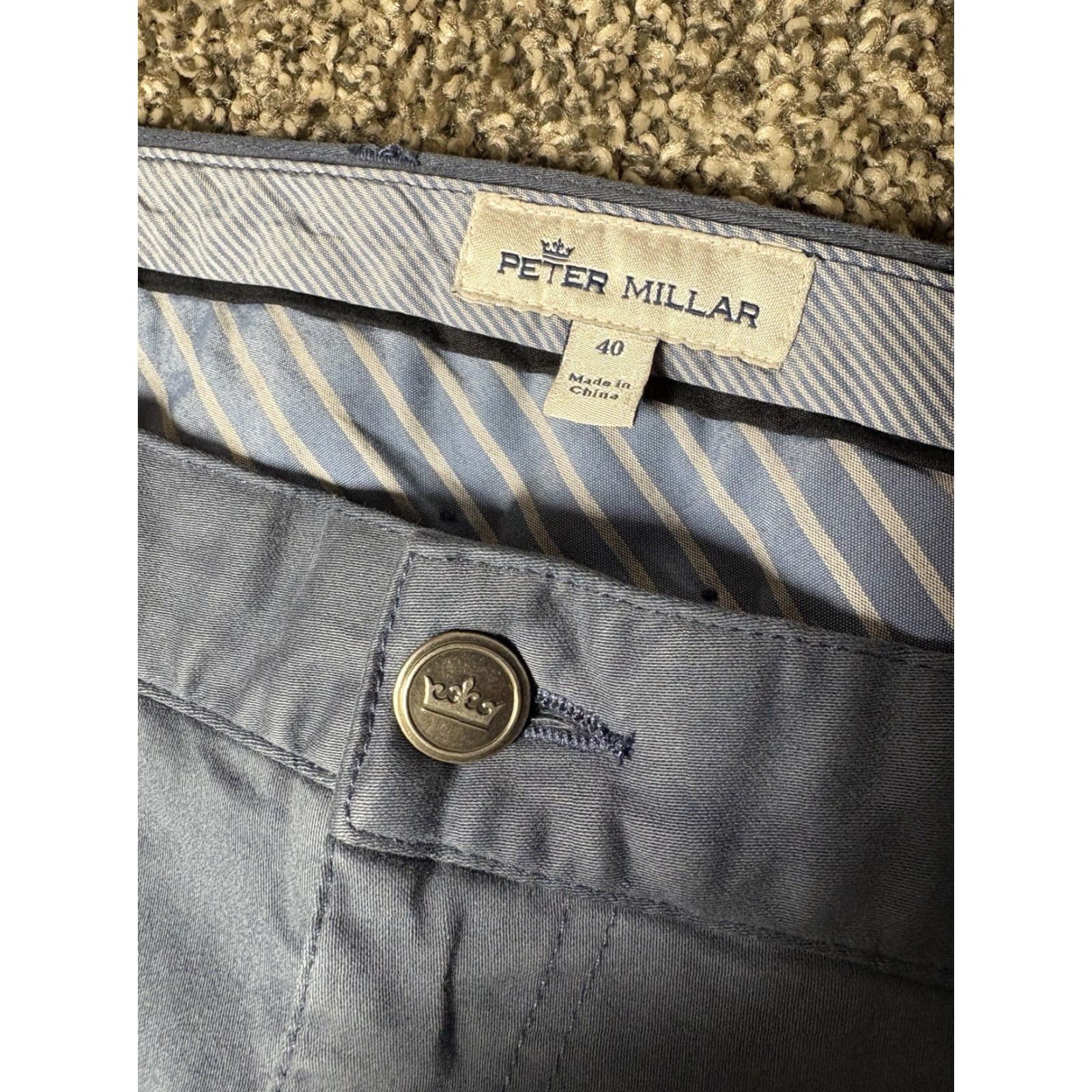 Peter Millar Peter Millar Ultimate Sateen Pants Mens 40x35 Blue 5 Pocket Golf ME0B39 Cross-Brand Logo Zipper Flat Front Chino Regular Straight Pant Mens Size US 40 / EU 56 - 3 Thumbnail