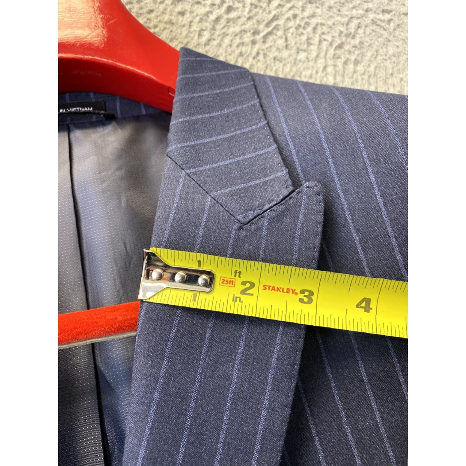 Sean John Sean John Blazer - Men’s Modern-Fit Striped Navy 48R Short Jacket 2-Button Peak Lapel Slim Suit Coat, Navy, Regular Mens Badged 131-9 Size 48R - 6 Thumbnail