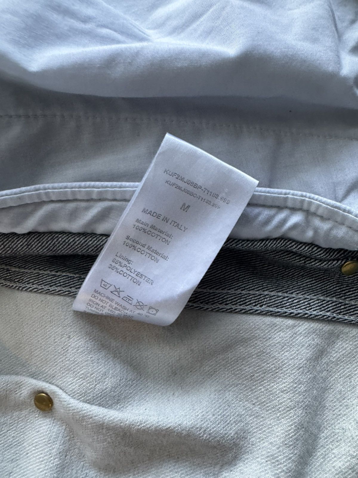 Kusikohc KUSIKOHC gray and white paneled rivet denim jacket Size US L / EU 52-54 / 3 - 8 Thumbnail