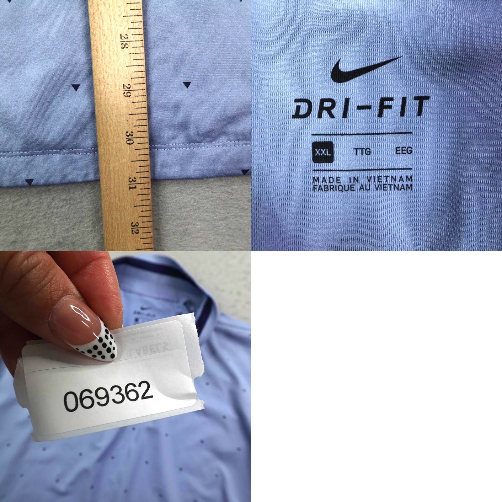 Nike Nike Golf Polo Shirt Mens 2XL Blue Triangle Print Dri FIT Performance Stretch Size US XXL / EU 58 / 5 - 8 Thumbnail