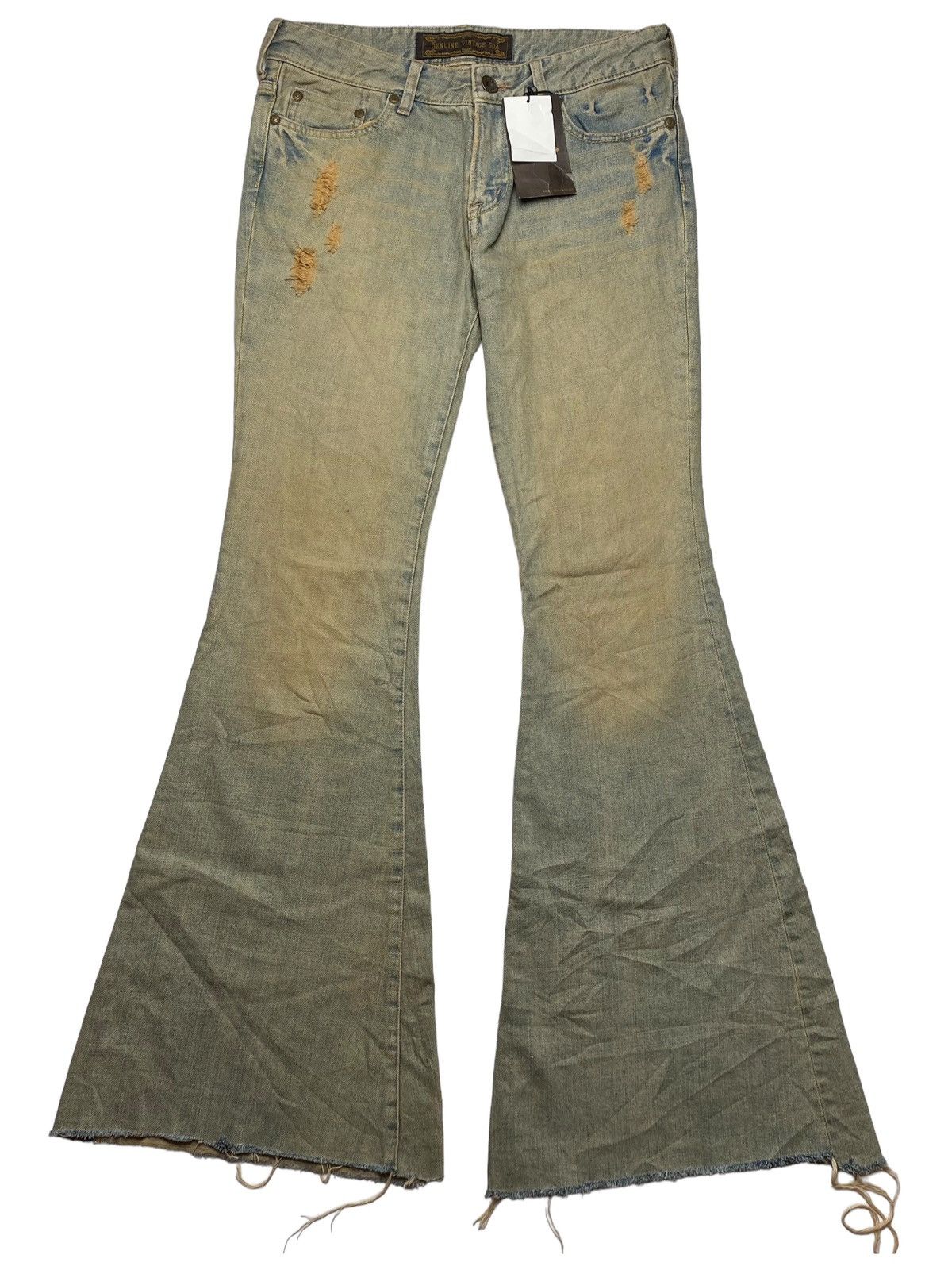 Pre-owned If Six Was Nine X Le Grande Bleu L G B 2000s G.o.a - Mud Wash Super Flared Denim Pants (size 29)