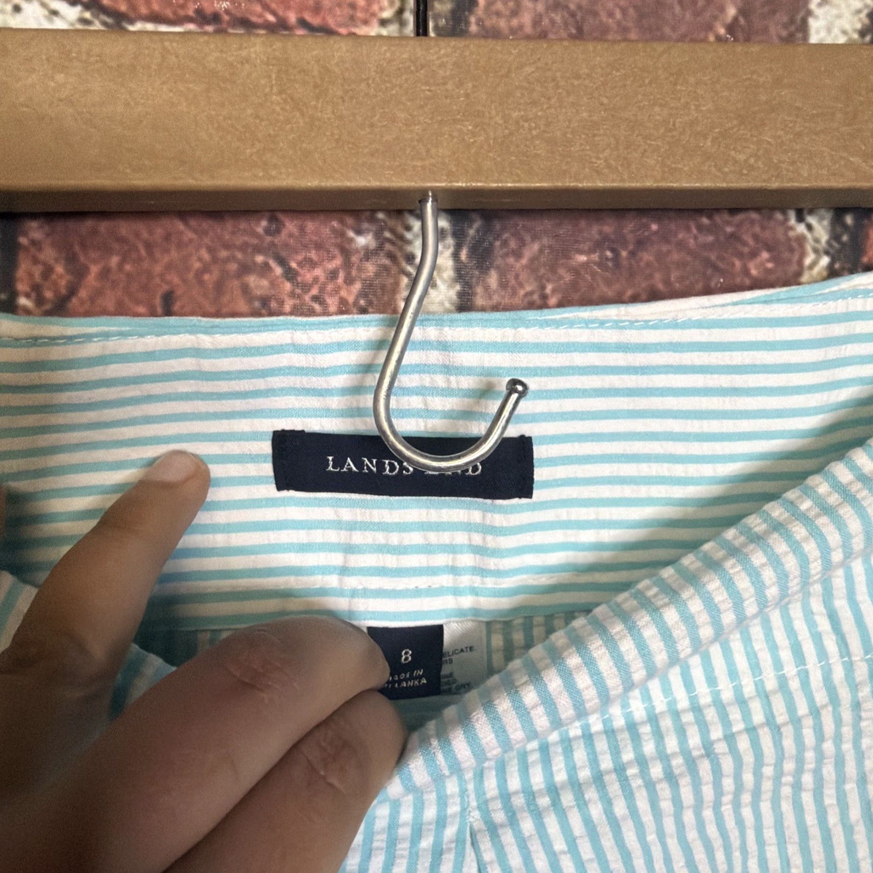 Lands' End VINTAGE Lands' End Striped Skirt Womens 8 Skirt Knee Length Blue Petites Preppy Pencil Style Men's? Size 30" / US 8 / IT 44 - 3 Thumbnail
