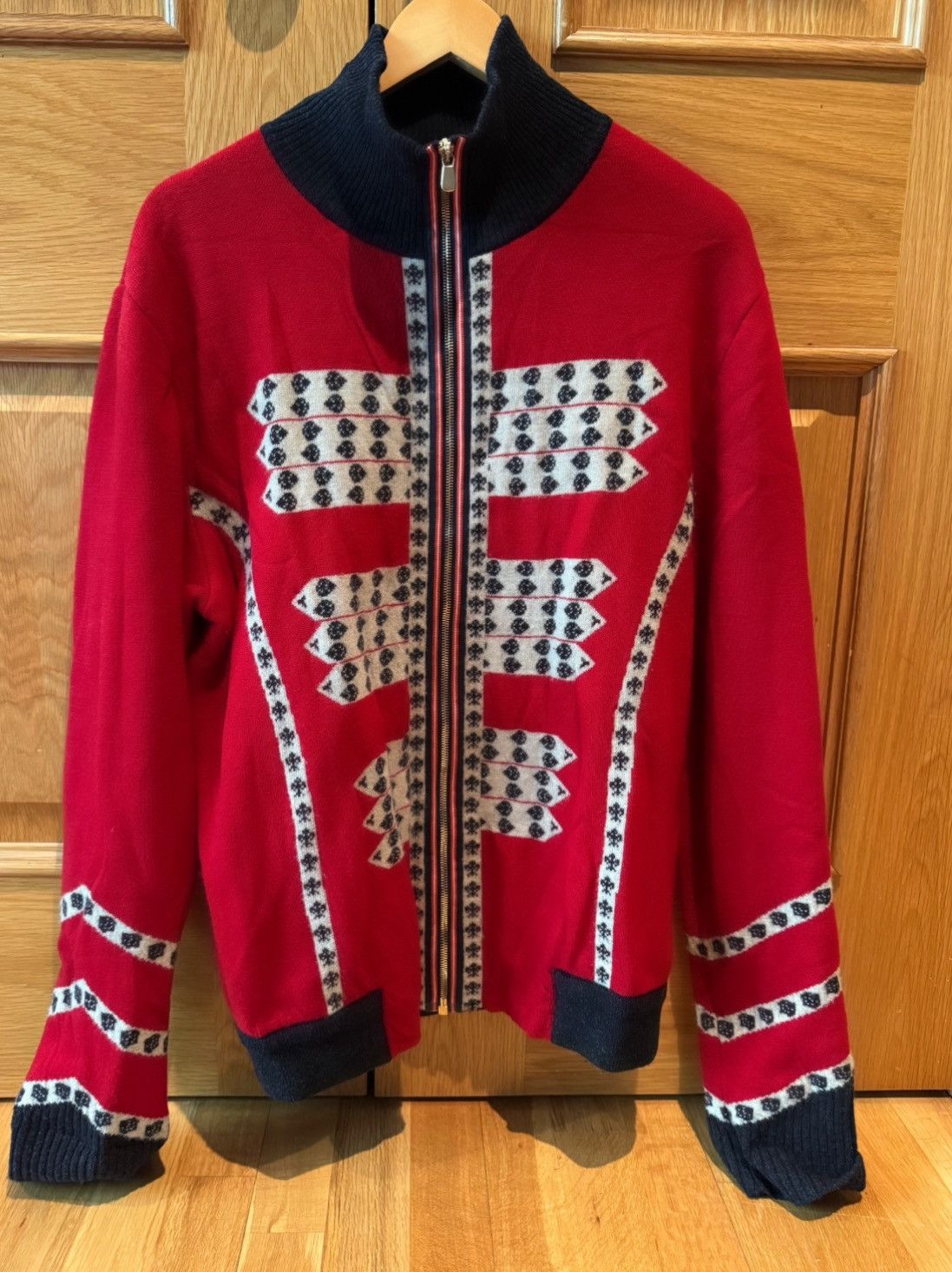Alexander McQueen Red zip-up knit jacket by Alexander McQueen. Size US XL / EU 56 / 4 - 1 Thumbnail